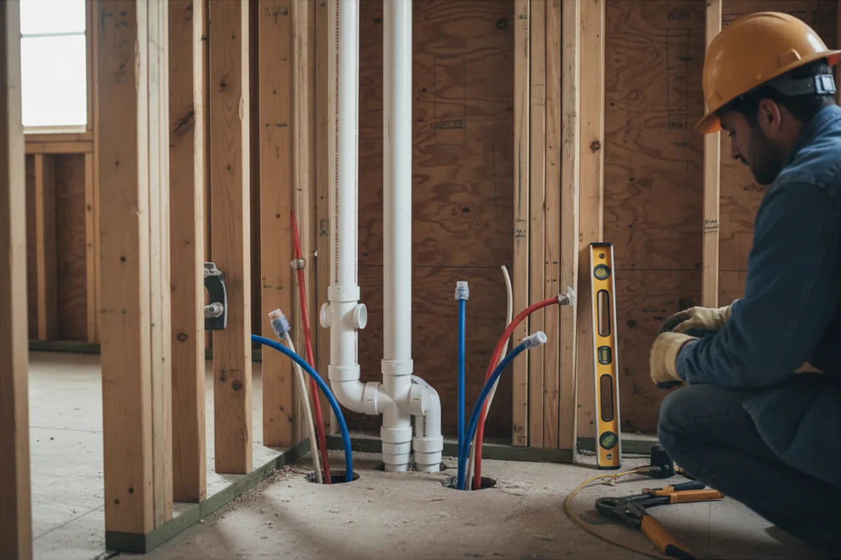 Drain and supply rough-in during Drain Cleaning in Carlock