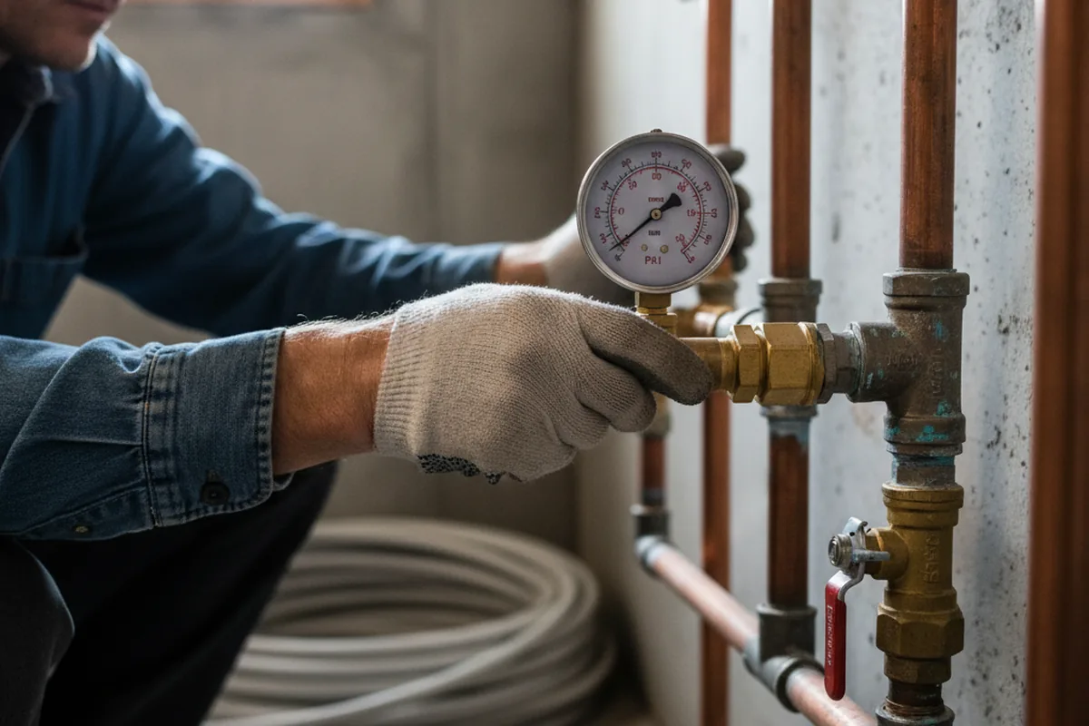 Pressure testing a repaired line during Water Line Repair in Carlock